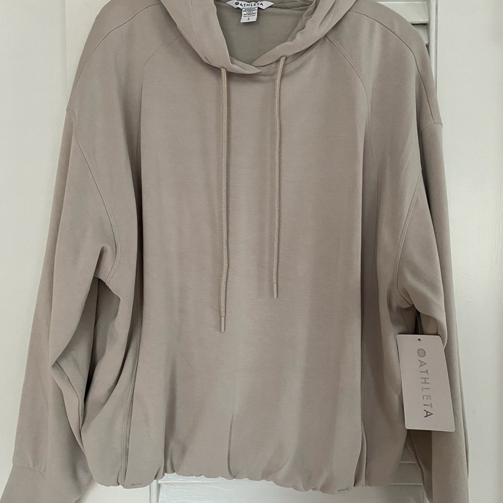 Athleta Sea Soft Bubble Hem Hoodie abalone grey nwt